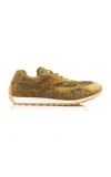 Bottega Veneta Womens Khaki Orbit Suede And Mesh Low-top Trainers In Green