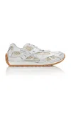 Bottega Veneta Orbit Fishnet Sneakers In Silver