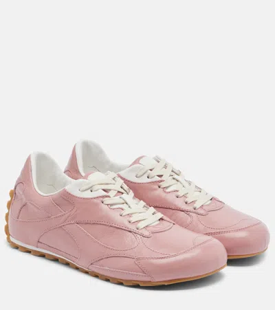 Bottega Veneta Orbit Flash Lace Up Low Top Sneakers In Pink