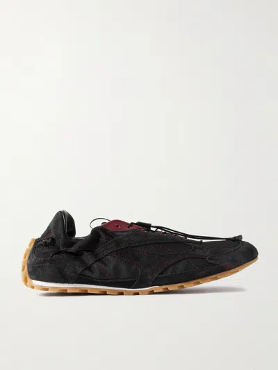 Bottega Veneta Orbit Flash Ripstop-trimmed Suede Sneakers In Black