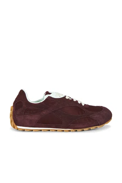 Bottega Veneta Low-top Lace-up Sneaker In Suede And Nylon With Leather Trim In Brown