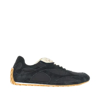Bottega Veneta Black Suede And Nylon Orbit Flash Sneakers In Blue