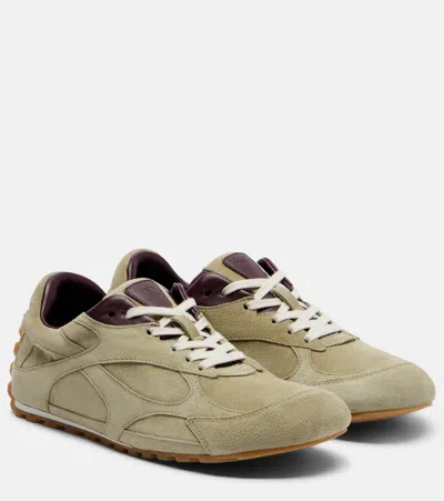 Bottega Veneta Travertine Suede Orbit Flash Low-top Sneakers In Multi