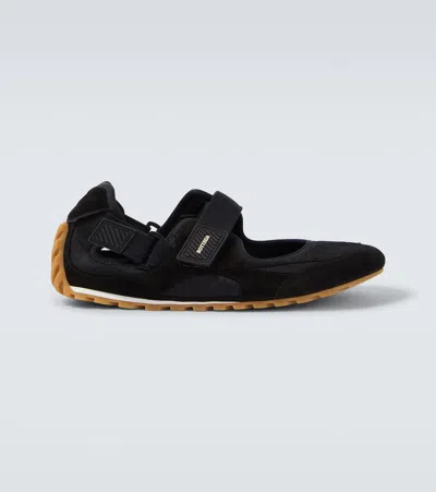 Bottega Veneta Orbit Flash Suede-trimmed Sneakers In Black