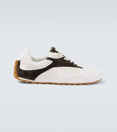 Bottega Veneta Mens White/oth Orbit Flash Suede And Shell Trainers Eur 39 / 6 Uk In Brown