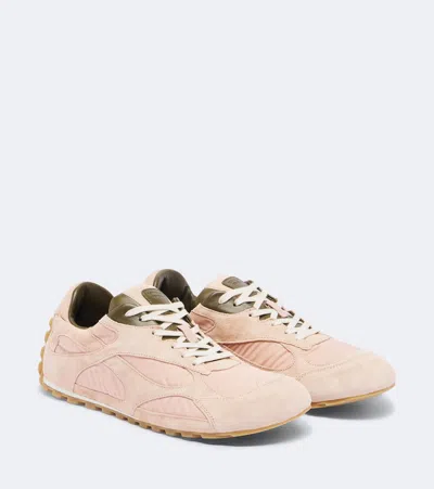 Bottega Veneta Orbit Flash Suede-trimmed Sneakers In Pink