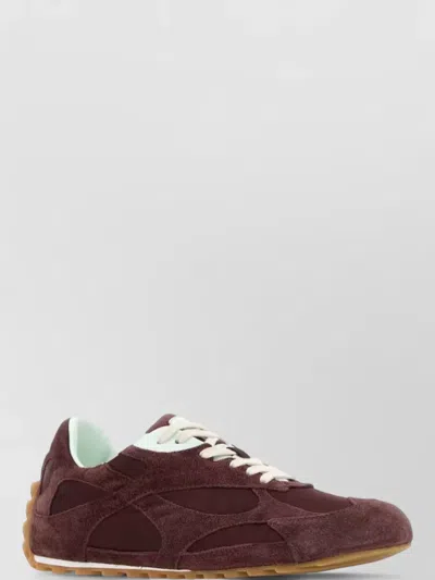 Bottega Veneta Orbit Lace Up Suede Fabric Sneakers In Brown