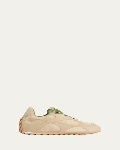 Bottega Veneta Orbit Lite Lace-up Suede And Nylon Sneakers In Neutral