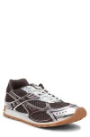 Bottega Veneta Men 'orbit' Bordeaux Running Sneakers With Logo Lettering Print In Tech Fabric Man In Brown