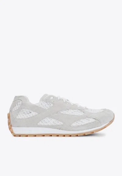 Bottega Veneta Womens Winter Wht Orbit Tonal-panel Net-covered Low-top Trainers Eur 42/ 9 Uk In White