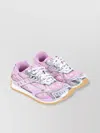 Bottega Veneta Women 'orbit' Pink Sneakers With Logo Lettering Print In Lightweight Techno Mesh Woma In White