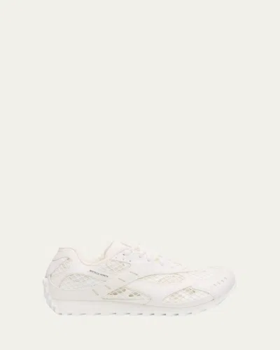 Bottega Veneta Orbit Metallic Net Runner Sneakers In White