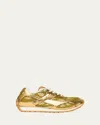 Bottega Veneta Orbit Metallic-effect Sneakers In Gold White