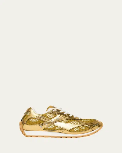 BOTTEGA VENETA ORBIT METALLIC NET RUNNER SNEAKERS