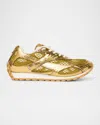 Bottega Veneta Orbit Metallic-effect Sneakers In Gold White