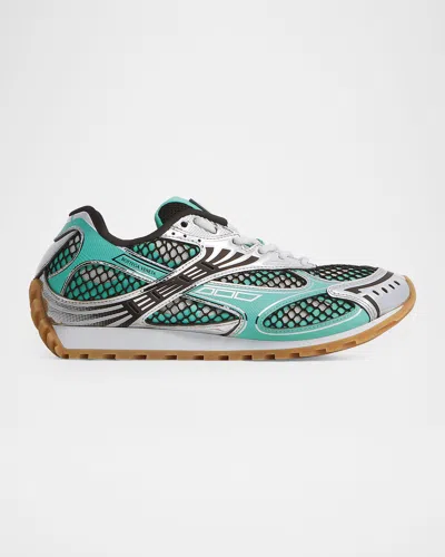 Bottega Veneta Orbit Metallic Net Runner Sneakers In Green