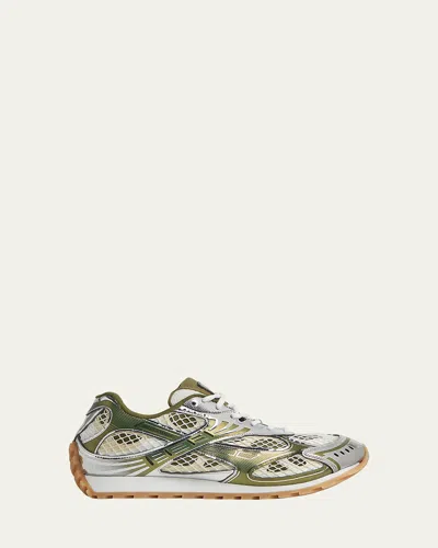 BOTTEGA VENETA ORBIT METALLIC NET RUNNER SNEAKERS