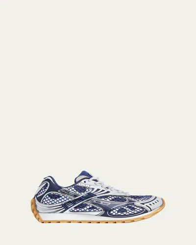 Bottega Veneta Orbit Metallic Net Runner Sneakers In Silver