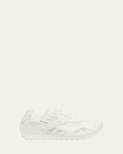 Bottega Veneta Orbit Metallic Net Runner Sneakers In White