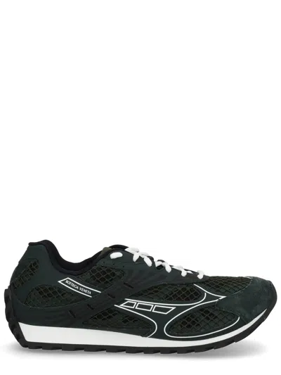 Bottega Veneta Orbit Suede-trimmed Sneakers In Green