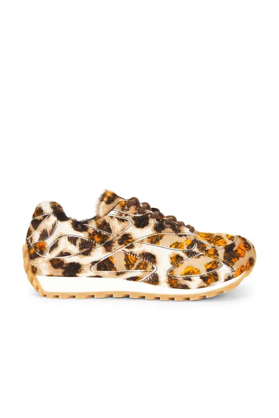 Bottega Veneta Orbit Jaguar-print Calf Hair Fashion Sneakers In Brown