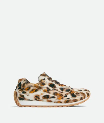 Bottega Veneta Orbit Jaguar-print Calf Hair Fashion Sneakers In Brown