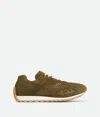 Bottega Veneta Womens Khaki Orbit Suede And Mesh Low-top Trainers In Olive Oil