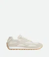 Bottega Veneta Orbit Suede, Leather, Mesh And Fishnet Sneakers In Sea Salt