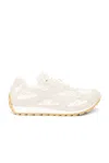 Bottega Veneta Orbit Suede, Leather, Mesh And Fishnet Sneakers In Sea Salt