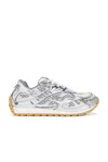 Bottega Veneta Orbit Sneaker In Silver  White  & Optic White Rubber