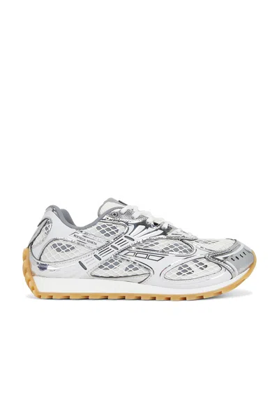 Bottega Veneta Orbit Sneaker In Silver  White  & Optic White Rubber