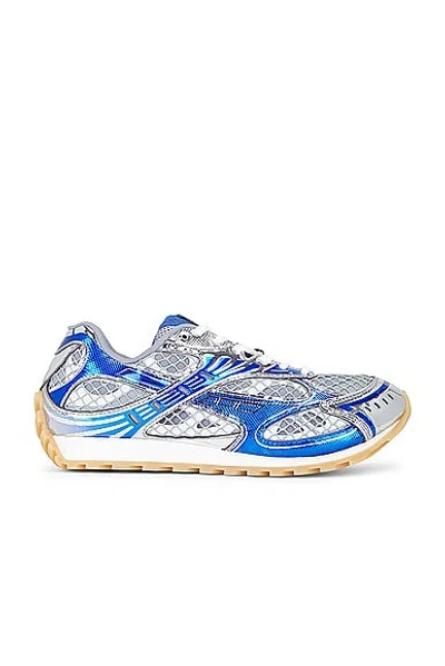 Bottega Veneta Orbit Metallic Rubber, Mesh And Fishnet Sneakers In Surf Vapor