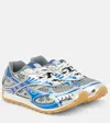 Bottega Veneta Orbit Metallic Rubber, Mesh And Fishnet Sneakers In Blue