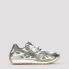 Bottega Veneta Orbit Metallic Net Runner Sneakers In Mud White