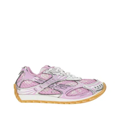 Bottega Veneta Orbit Low-top Mesh Sneakers In Gloss-silver