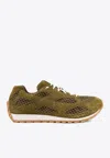 Bottega Veneta Womens Khaki Orbit Suede And Mesh Low-top Trainers In Olive Oil