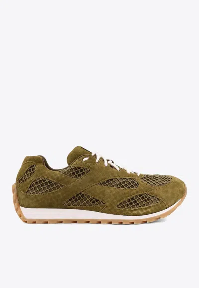 Bottega Veneta Orbit Suede Mesh Runner Sneakers In Brown