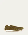 Bottega Veneta Womens Khaki Orbit Suede And Mesh Low-top Trainers In Olive Oil