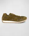 Bottega Veneta Womens Khaki Orbit Suede And Mesh Low-top Trainers In Sea Salt
