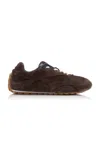 Bottega Veneta Orbit Flash Leather-trimmed Suede Sneakers In Burgundy