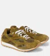 Bottega Veneta Womens Khaki Orbit Suede And Mesh Low-top Trainers In Green
