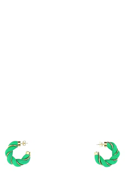 Bottega Veneta Women's Twist Triangle Hoop Earrings In Green