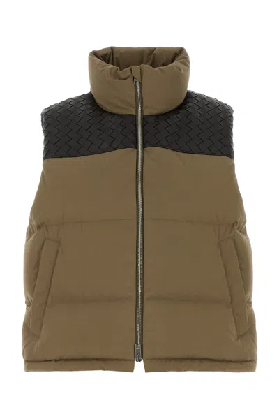 Bottega Veneta Brown Puffer Intrecciato Gilet In Beige