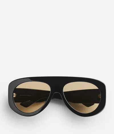 Bottega Veneta Osservatorio Aviator Sonnenbrille In Black/black/orange