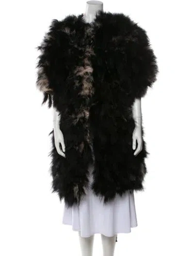 Pre-owned Bottega Veneta Ostrich Feather Down Coat In Black