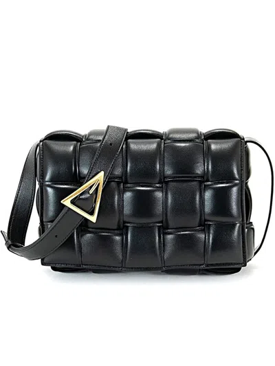 Bottega Veneta Cassette Medium Padded Intrecciato Leather Shoulder Bag In Black