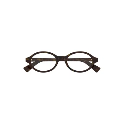 Bottega Veneta Oval Eyeglasses In Brown