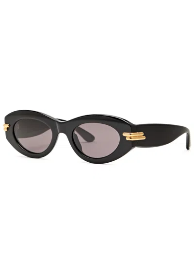 Bottega Veneta Oval-frame Sunglasses In Black