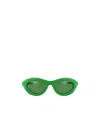 Bottega Veneta Mixed Materials Sunglasses In Green