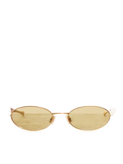 Bottega Veneta Oval Sardine Sunglasses In Yellow